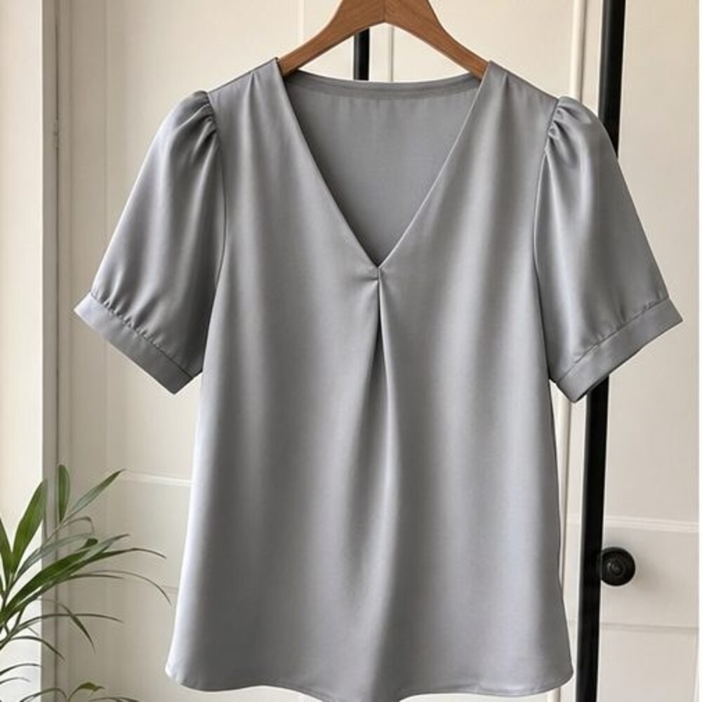 Gray Puff Sleeve Top